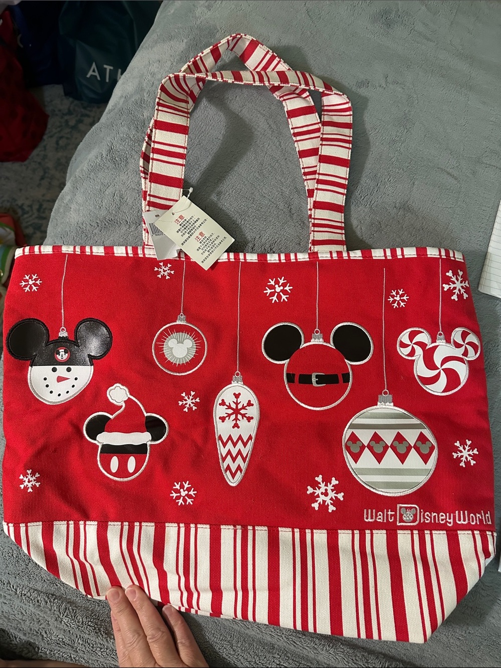 Disney Red Mickey Ornament Holiday Tote